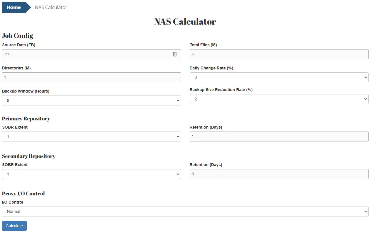 veeam retention calculator