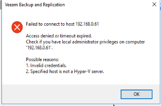 Failed to connect Hyper-V standalone (2012 R2) | Veeam Community Resource  Hub