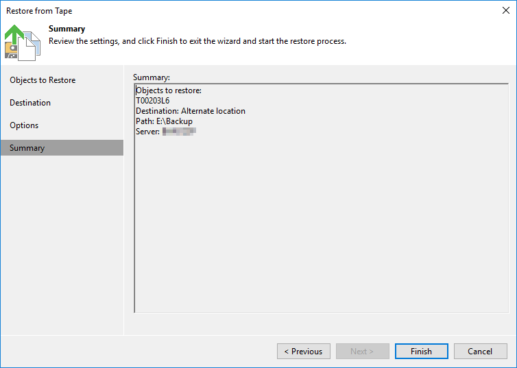 Veeam and Tape III Restore of Backup Job Files from Tape which were backed up with a Fileto