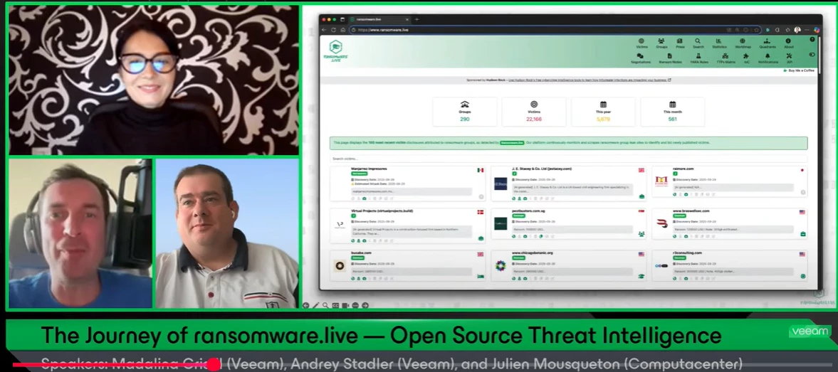 Veeam 100 Show - Episode 19-The Journey of ransomware.live — Open Source Threat Intelligence