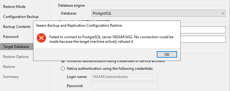 Unable to connect to PostgreSQL DB. Connection Refused