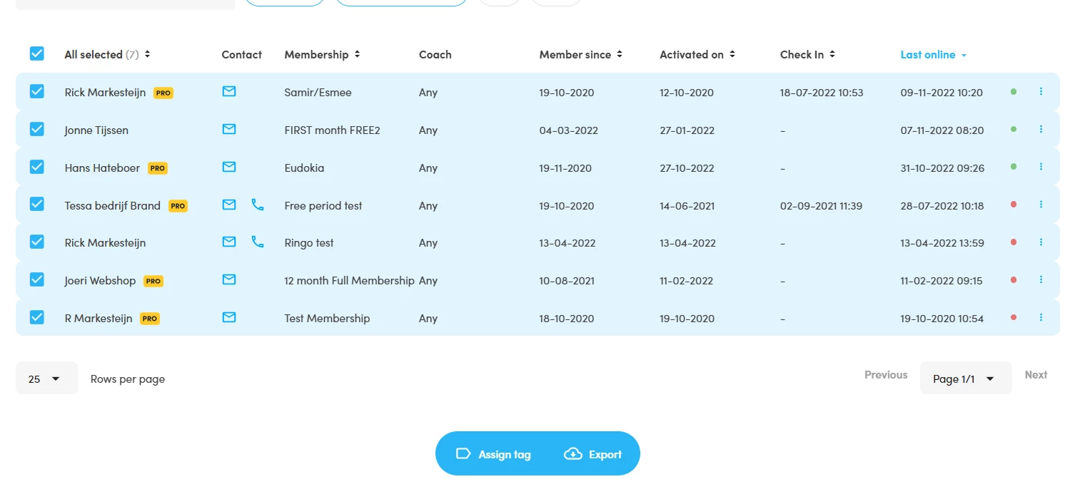 Hoe maak ik een export van al mijn leden?